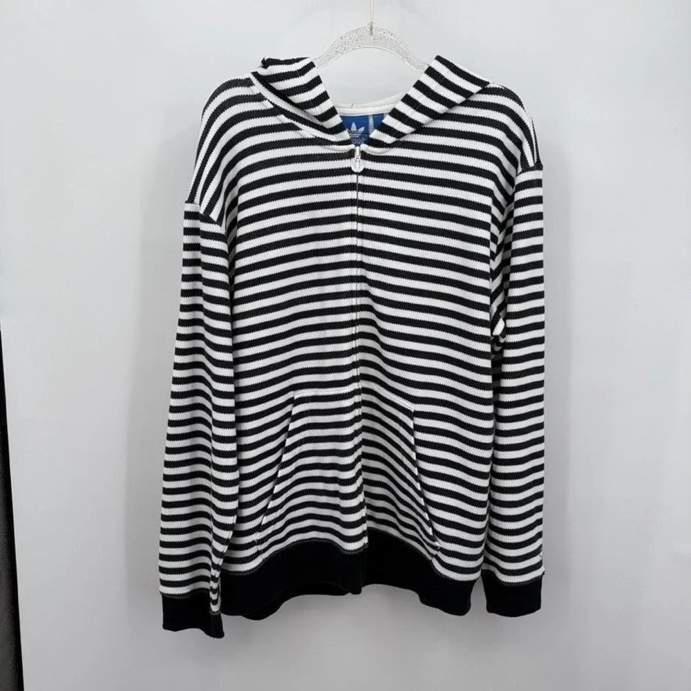 Adidas by Nigo Hoodie Mens XL Striped Full Zip Bear Graphic Rare Black White